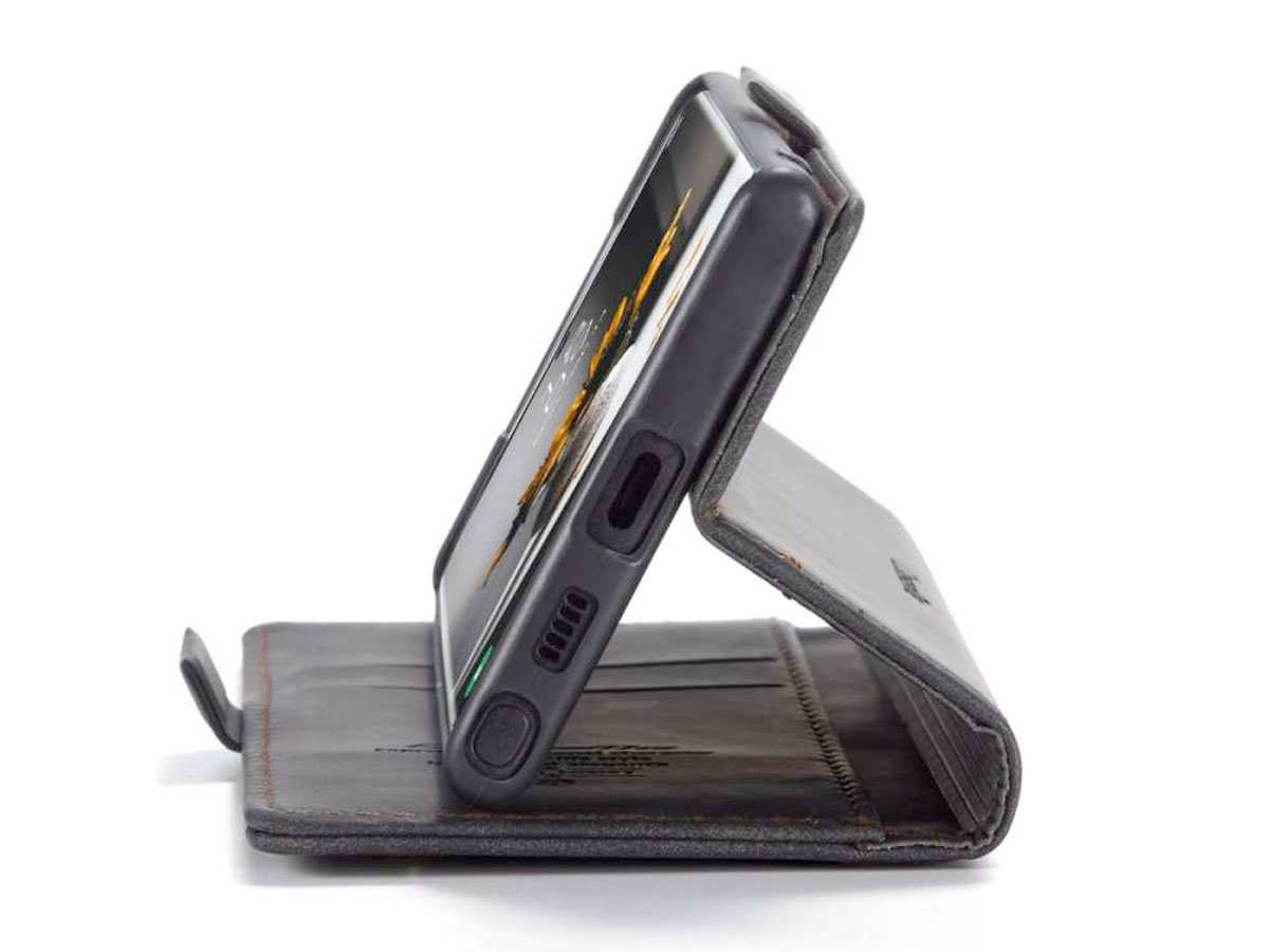 CaseMe Vintage BookCase Zwart - Samsung Galaxy S22 Ultra hoesje