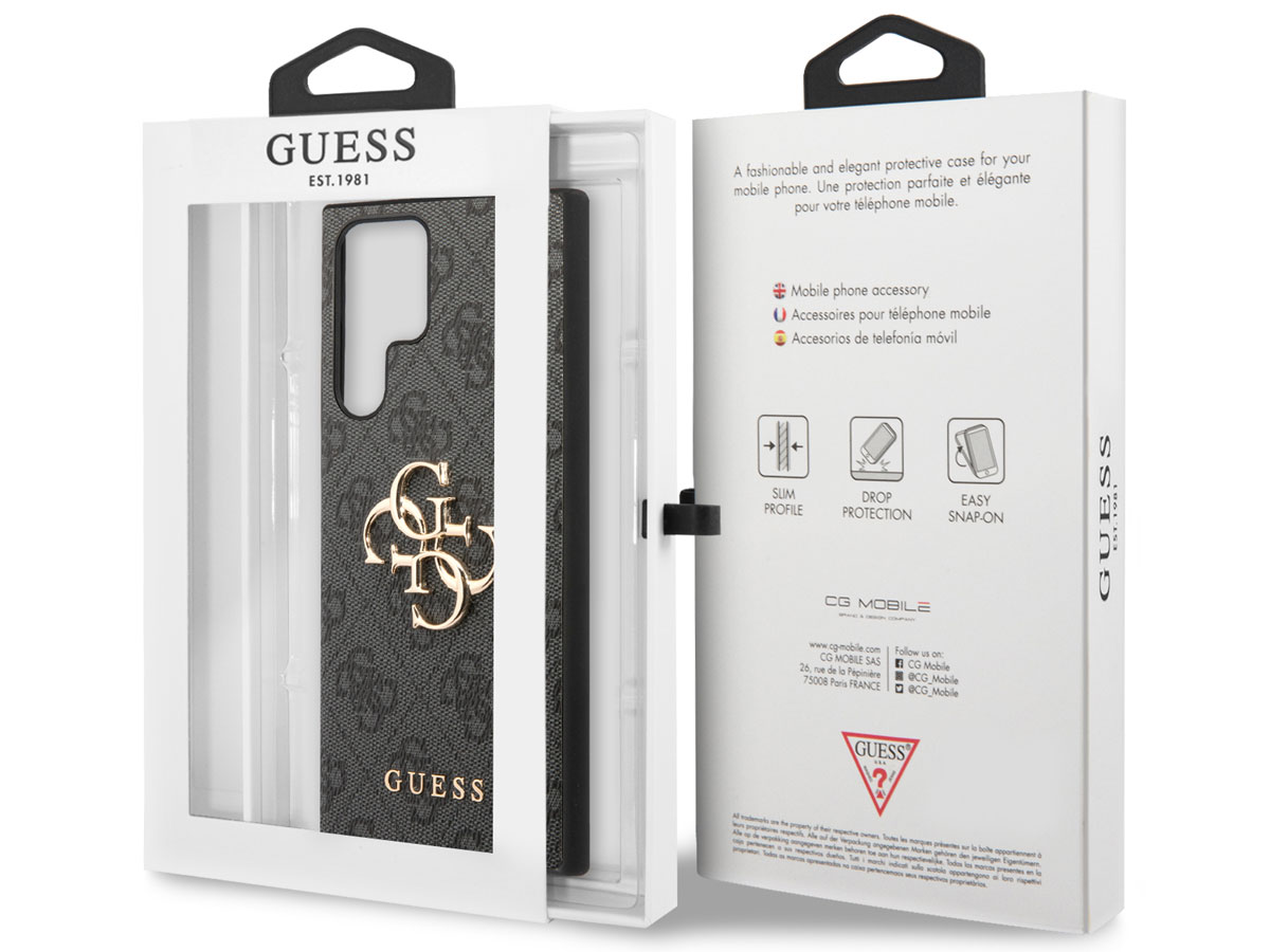 Guess Big 4G Monogram Case Grijs - Samsung Galaxy S22 Ultra hoesje