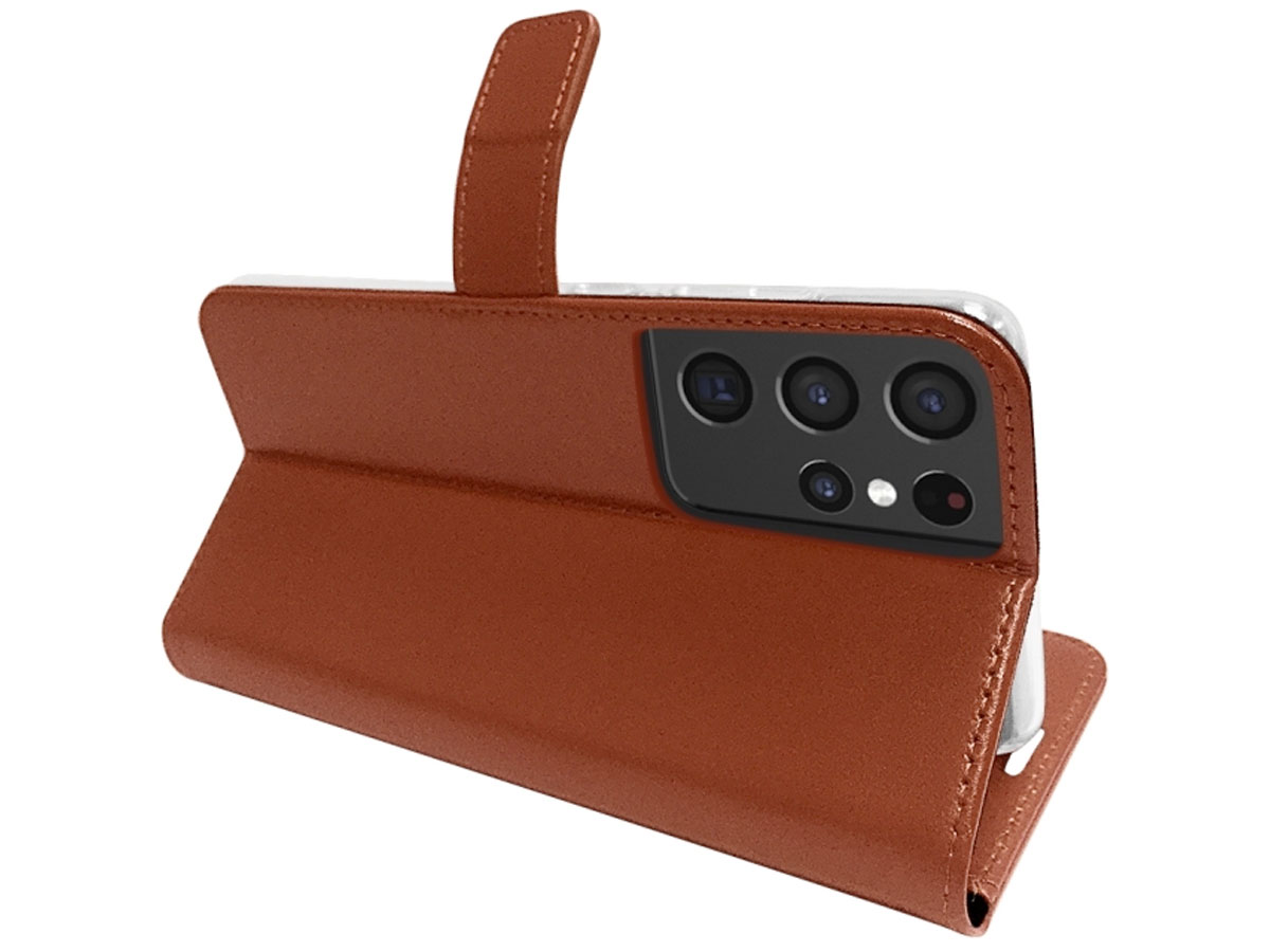 Valenta Leather Bookcase Bruin - Samsung Galaxy S22 Ultra hoesje