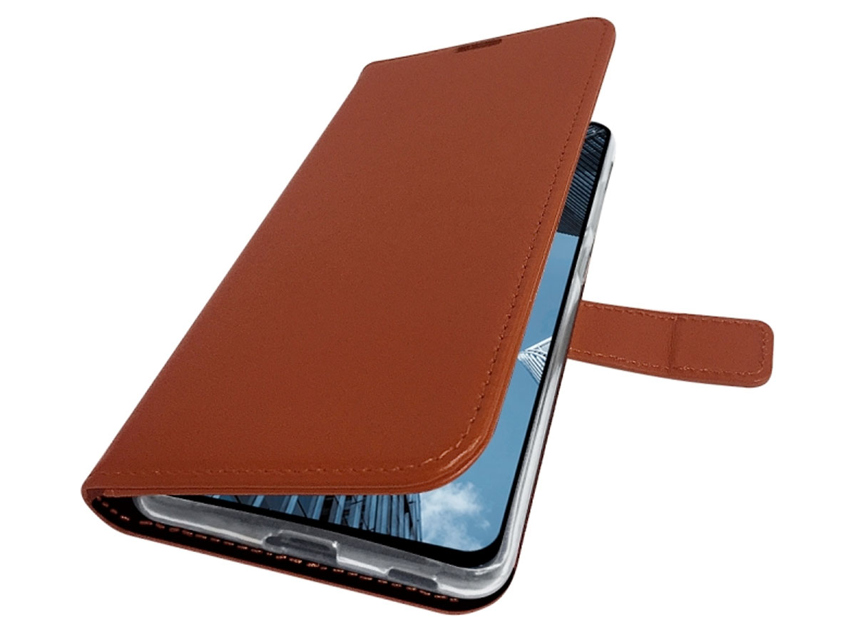 Valenta Leather Bookcase Bruin - Samsung Galaxy S22 Ultra hoesje