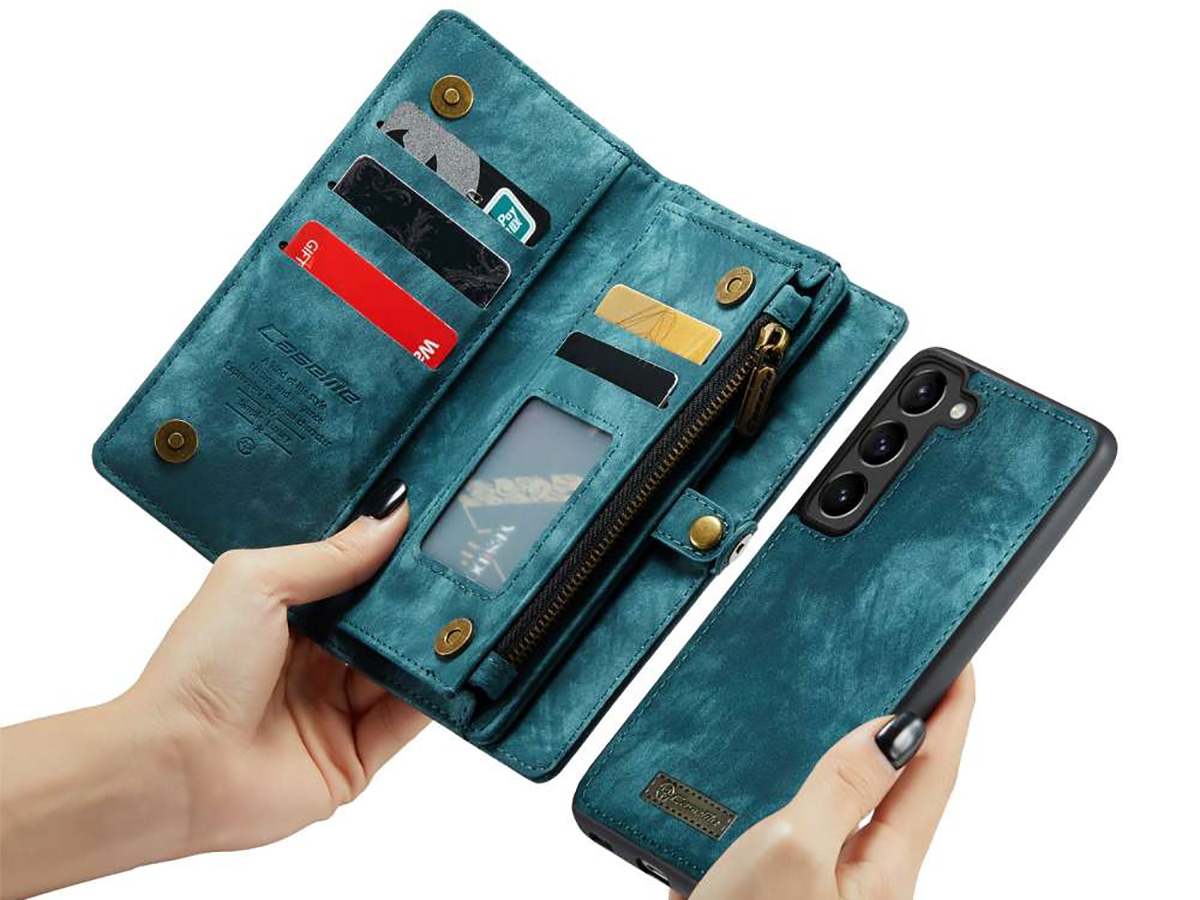 CaseMe 2in1 Wallet Ritsvak Case Blauw - Samsung Galaxy S23 Hoesje