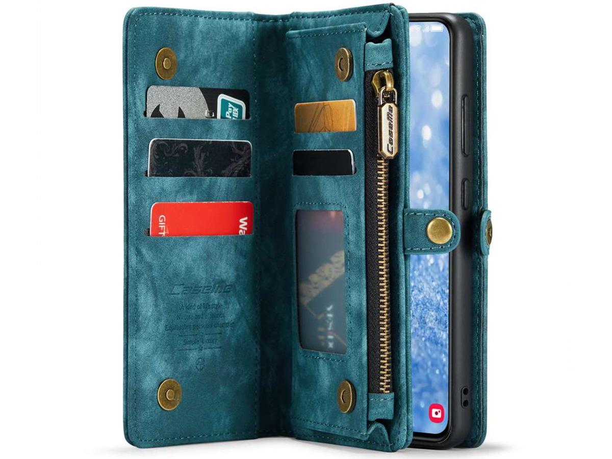 CaseMe 2in1 Wallet Ritsvak Case Blauw - Samsung Galaxy S23 Hoesje