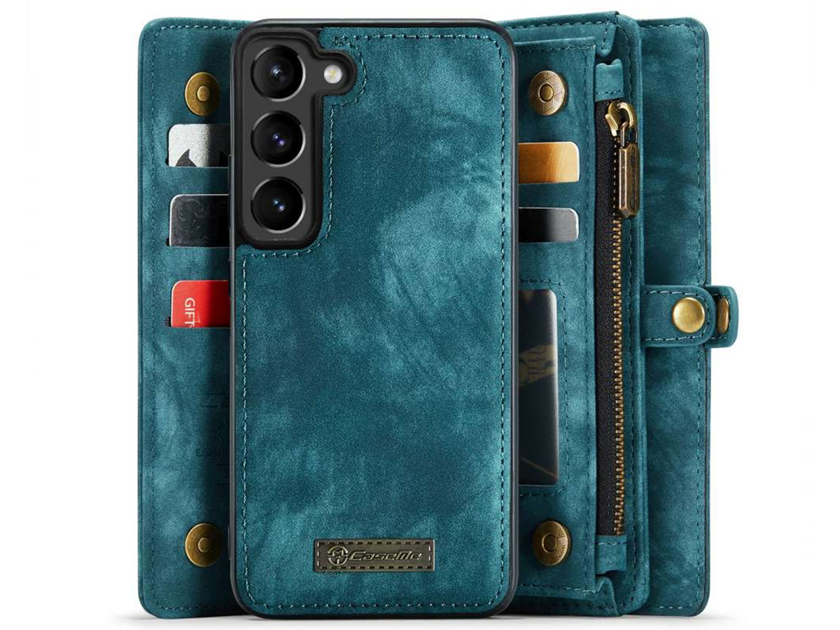 CaseMe 2in1 Wallet Ritsvak Case Blauw - Samsung Galaxy S23 Hoesje