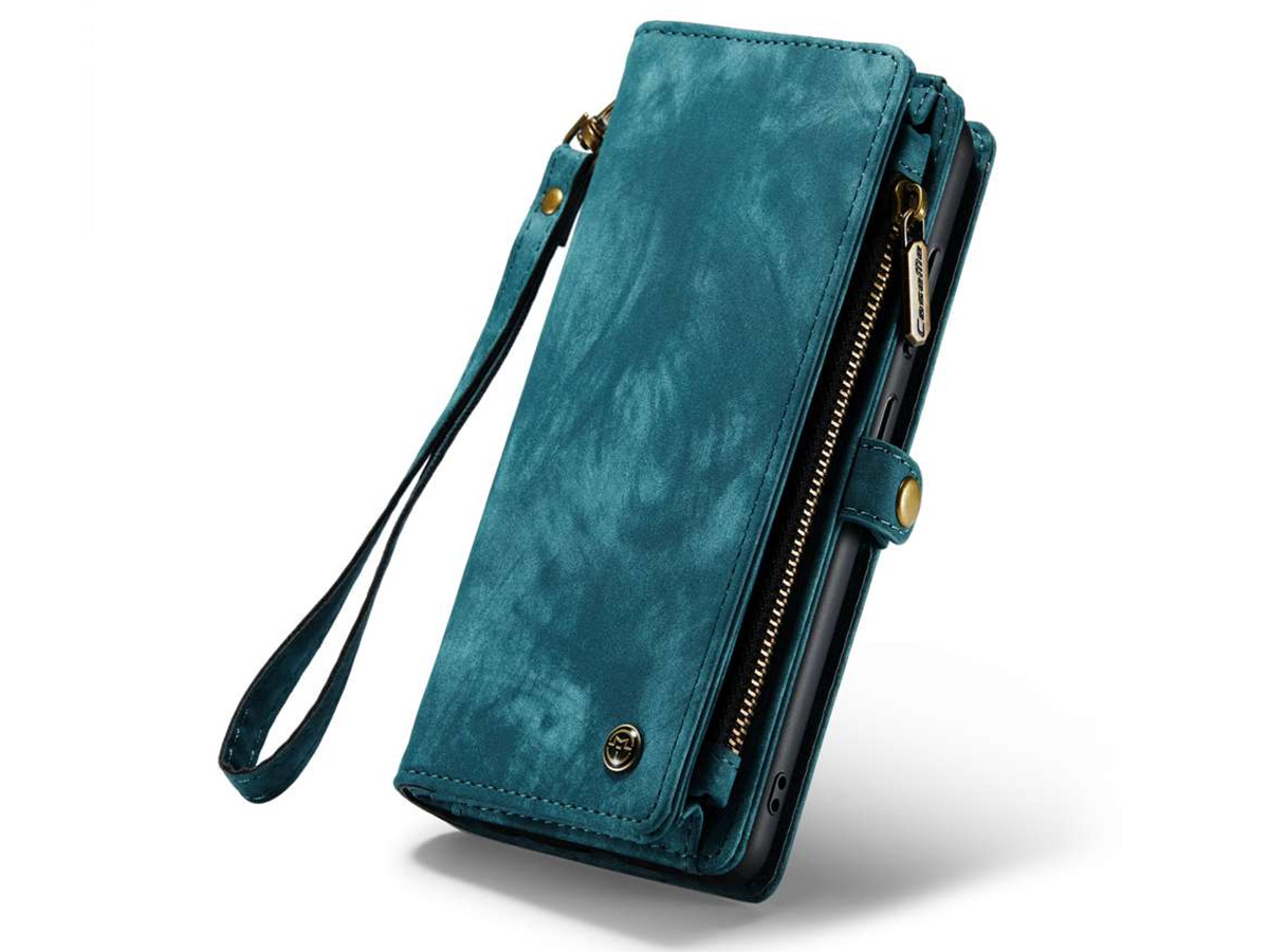 CaseMe 2in1 Wallet Ritsvak Case Blauw - Samsung Galaxy S23 Hoesje