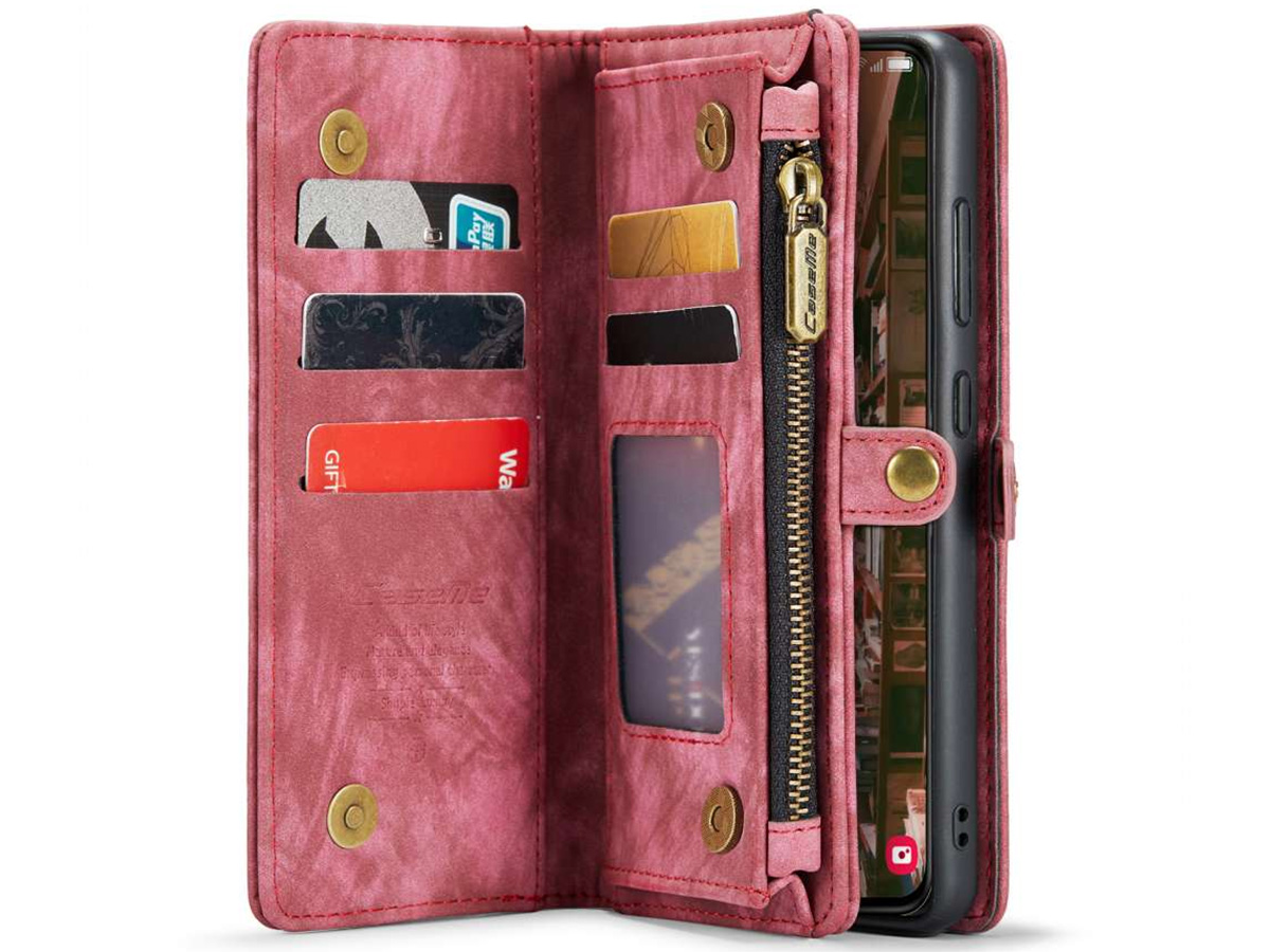 CaseMe 2in1 Wallet Ritsvak Case Rood - Samsung Galaxy S23 Hoesje