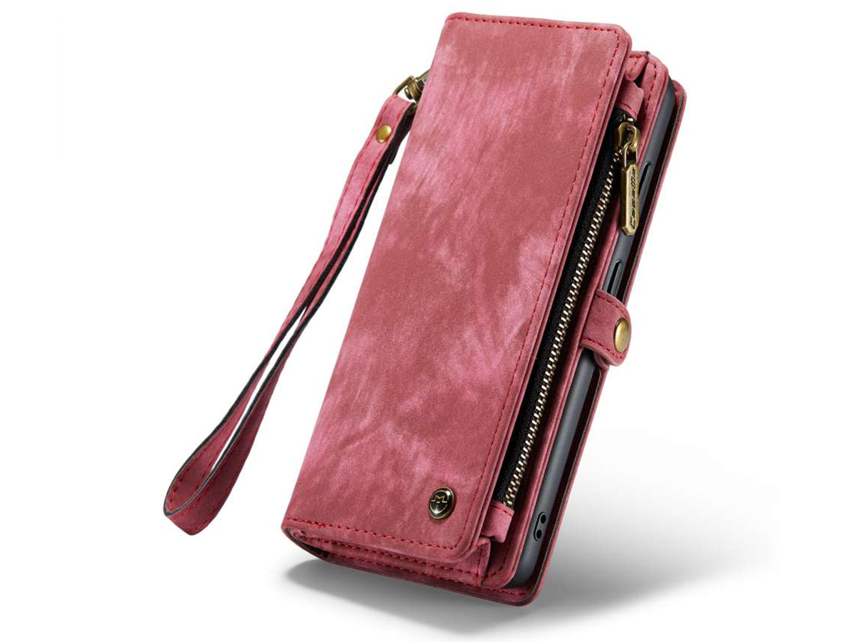 CaseMe 2in1 Wallet Ritsvak Case Rood - Samsung Galaxy S23 Hoesje