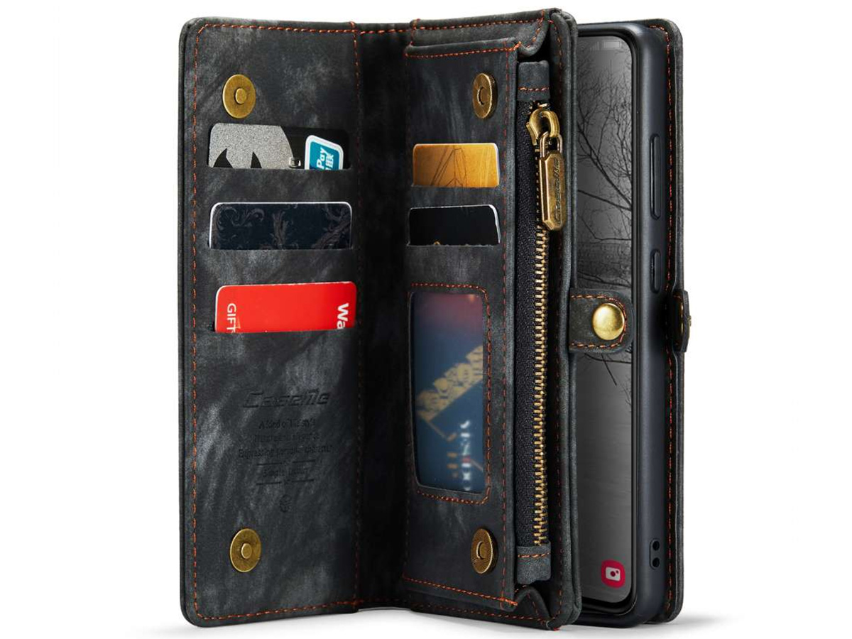 CaseMe 2in1 Wallet Ritsvak Case Zwart - Samsung Galaxy S23 Hoesje