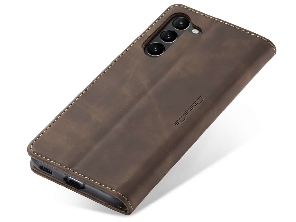 CaseMania Vintage Slim Bookcase Bruin - Samsung Galaxy S23 hoesje