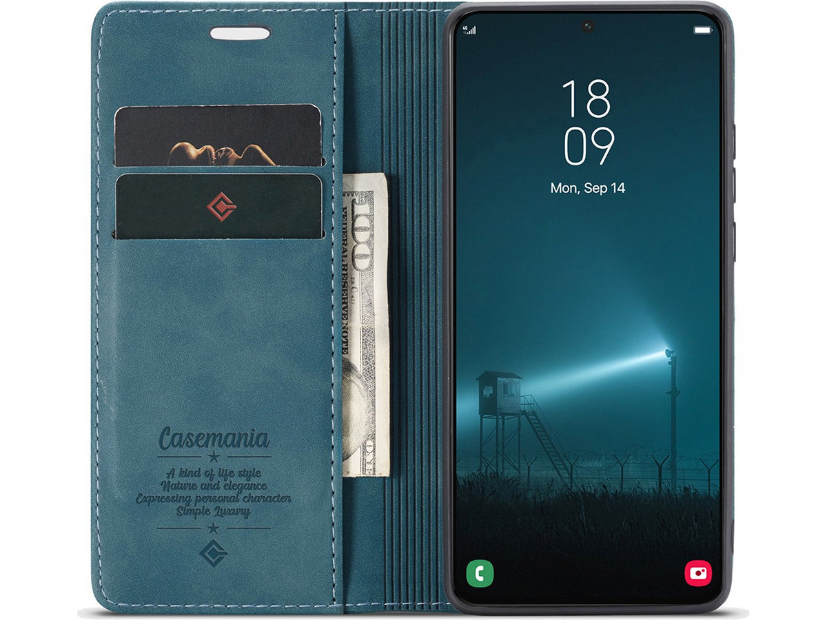 CaseMania Vintage Slim Bookcase Groen - Samsung Galaxy S23 hoesje