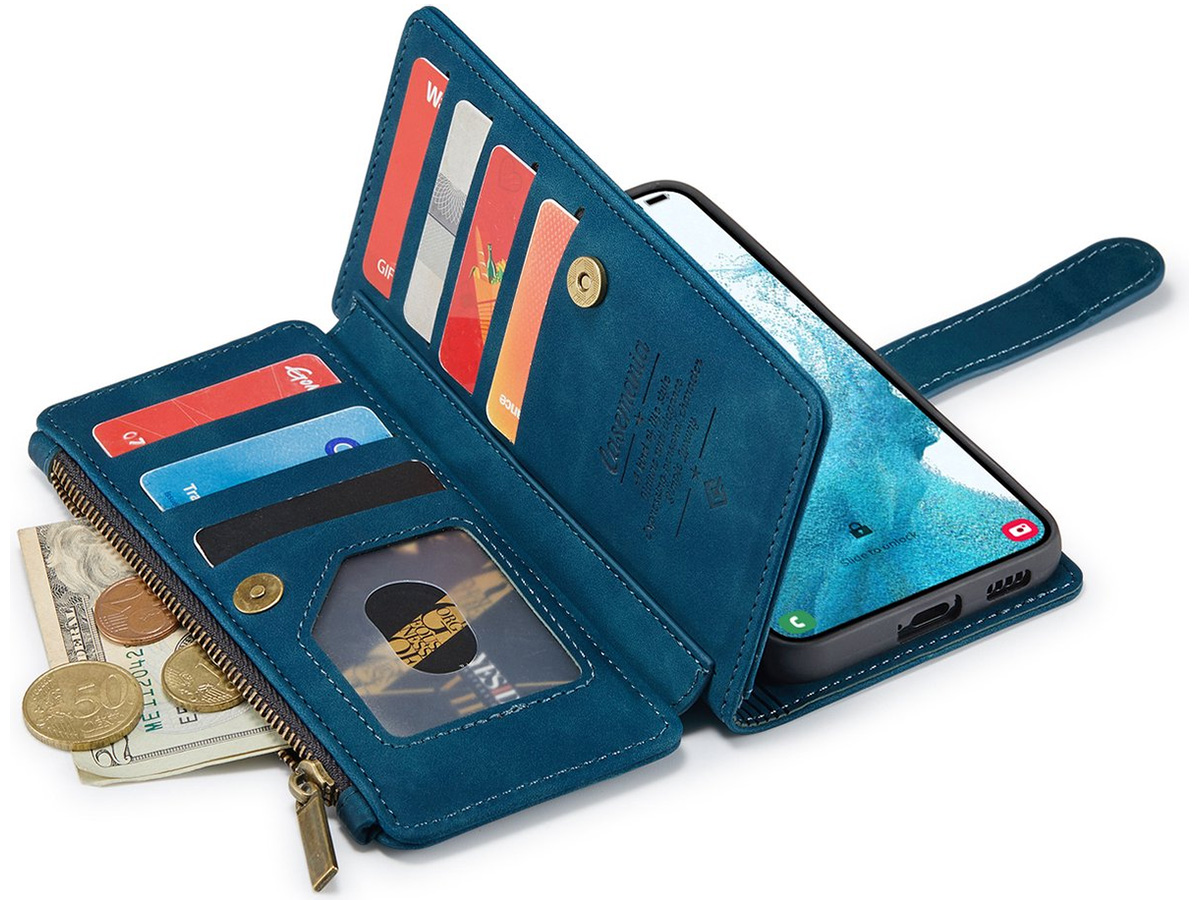 CaseMania Ritsvak Wallet Case Blauw - Samsung Galaxy S23 Hoesje