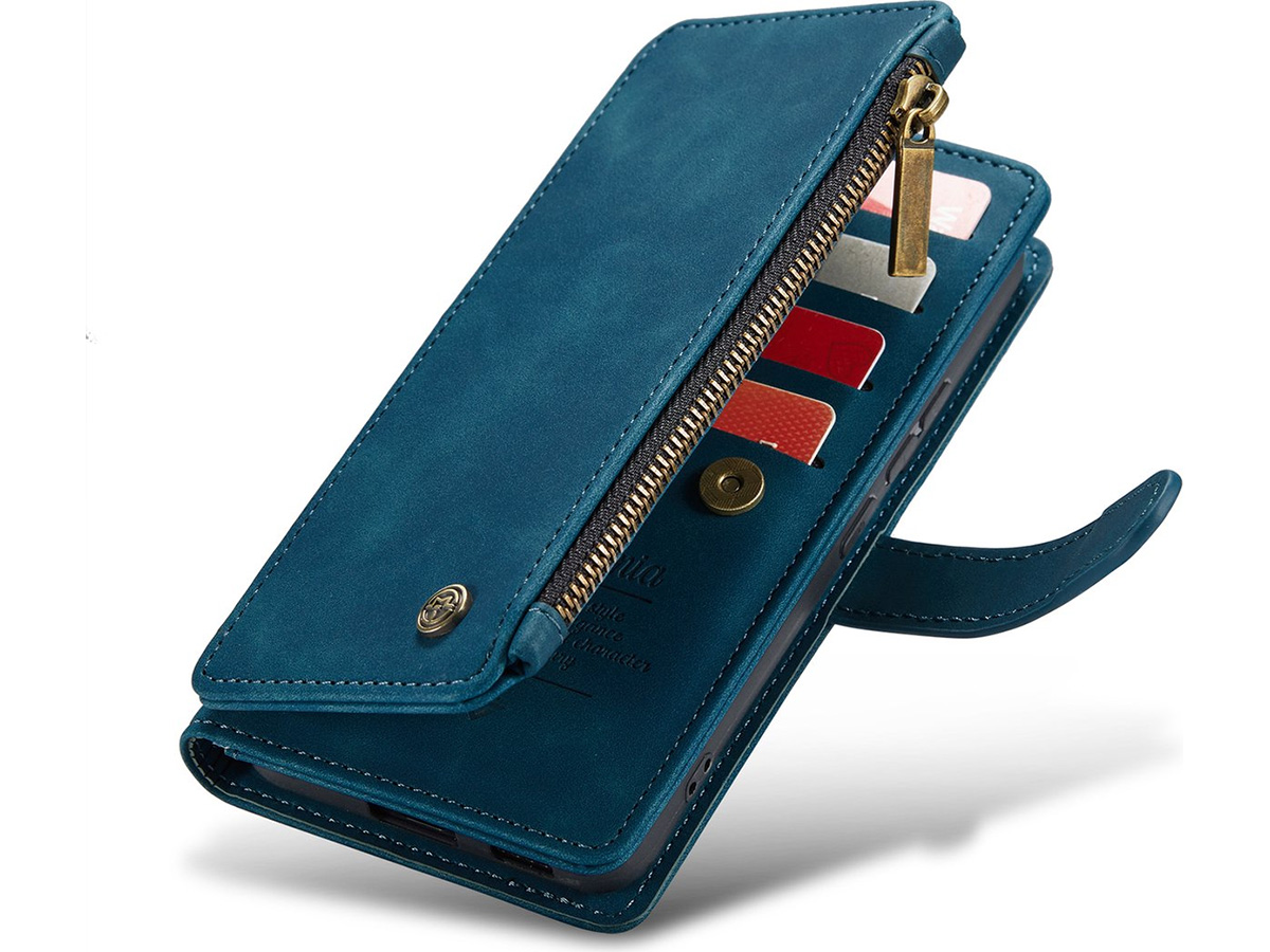 CaseMe Ritsvak Wallet Case Blauw - Samsung Galaxy S23 Hoesje