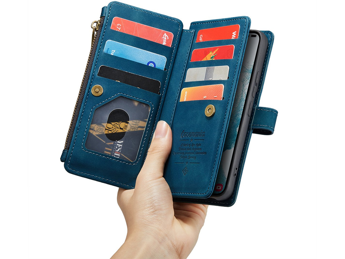 CaseMe Ritsvak Wallet Case Blauw - Samsung Galaxy S23 Hoesje