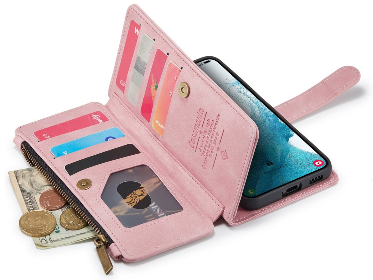 CaseMe Ritsvak Wallet Case Roze - Samsung Galaxy S23 Hoesje