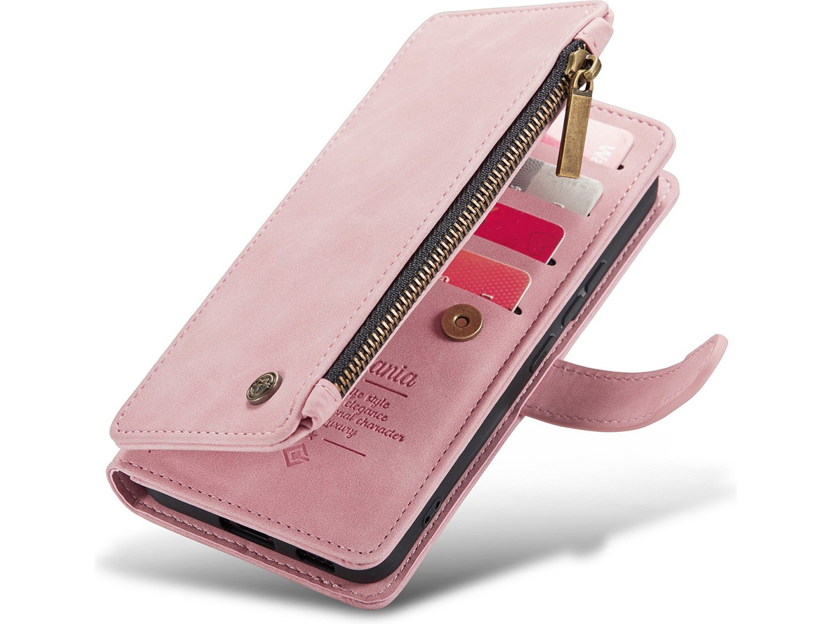 CaseMe Ritsvak Wallet Case Roze - Samsung Galaxy S23 Hoesje