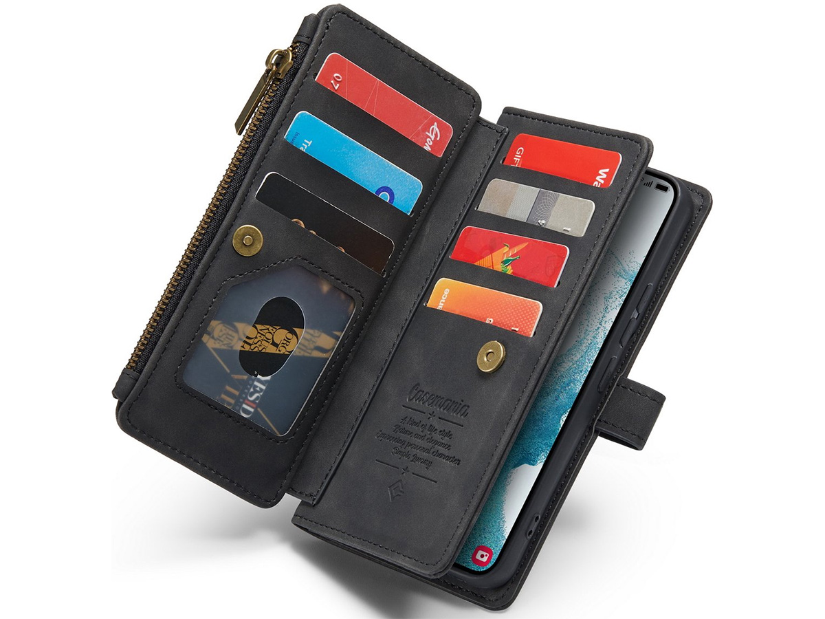 CaseMania Ritsvak Wallet Case Zwart - Samsung Galaxy S23 Hoesje