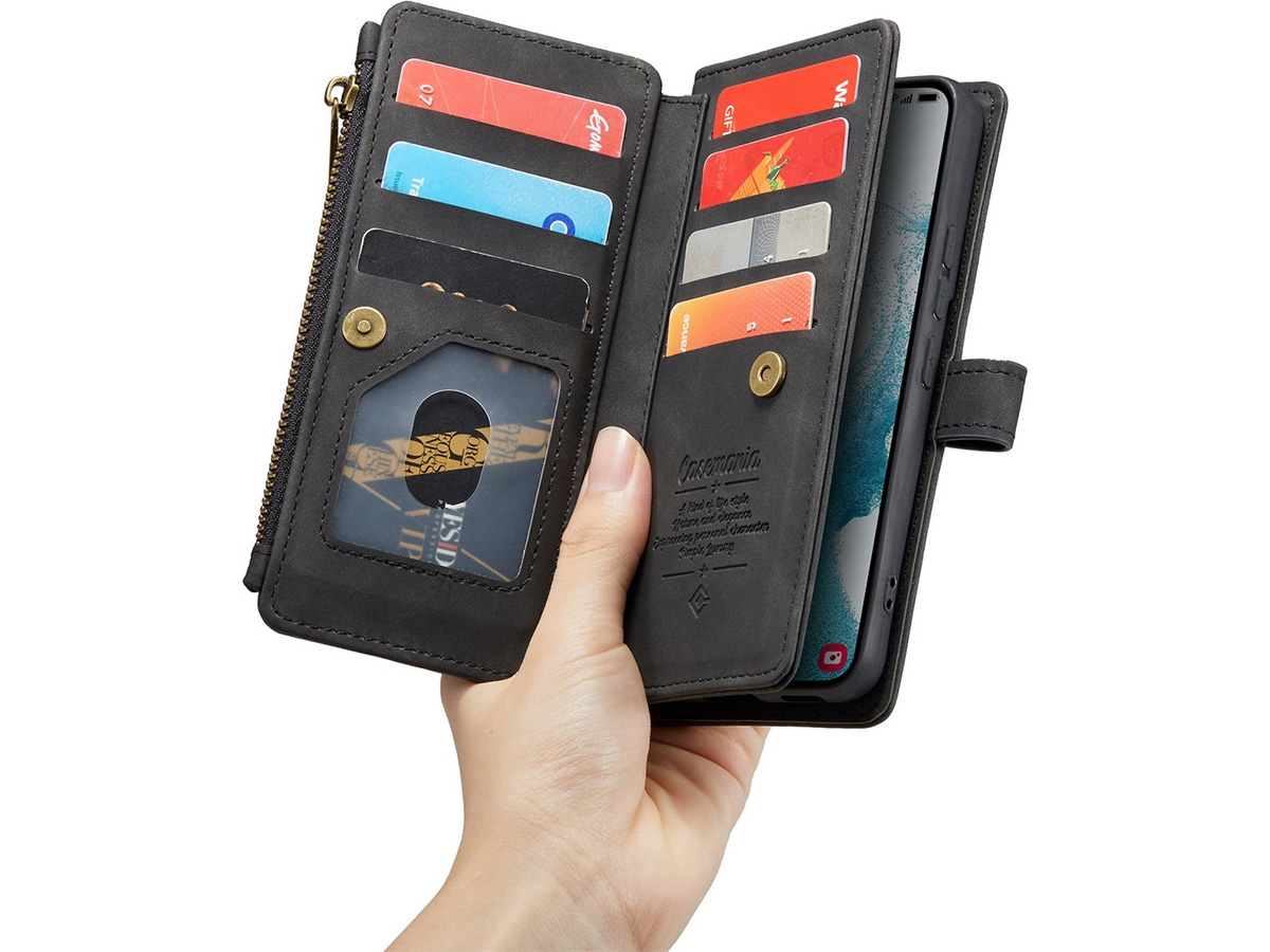 CaseMe Ritsvak Wallet Case Zwart - Samsung Galaxy S23 Hoesje