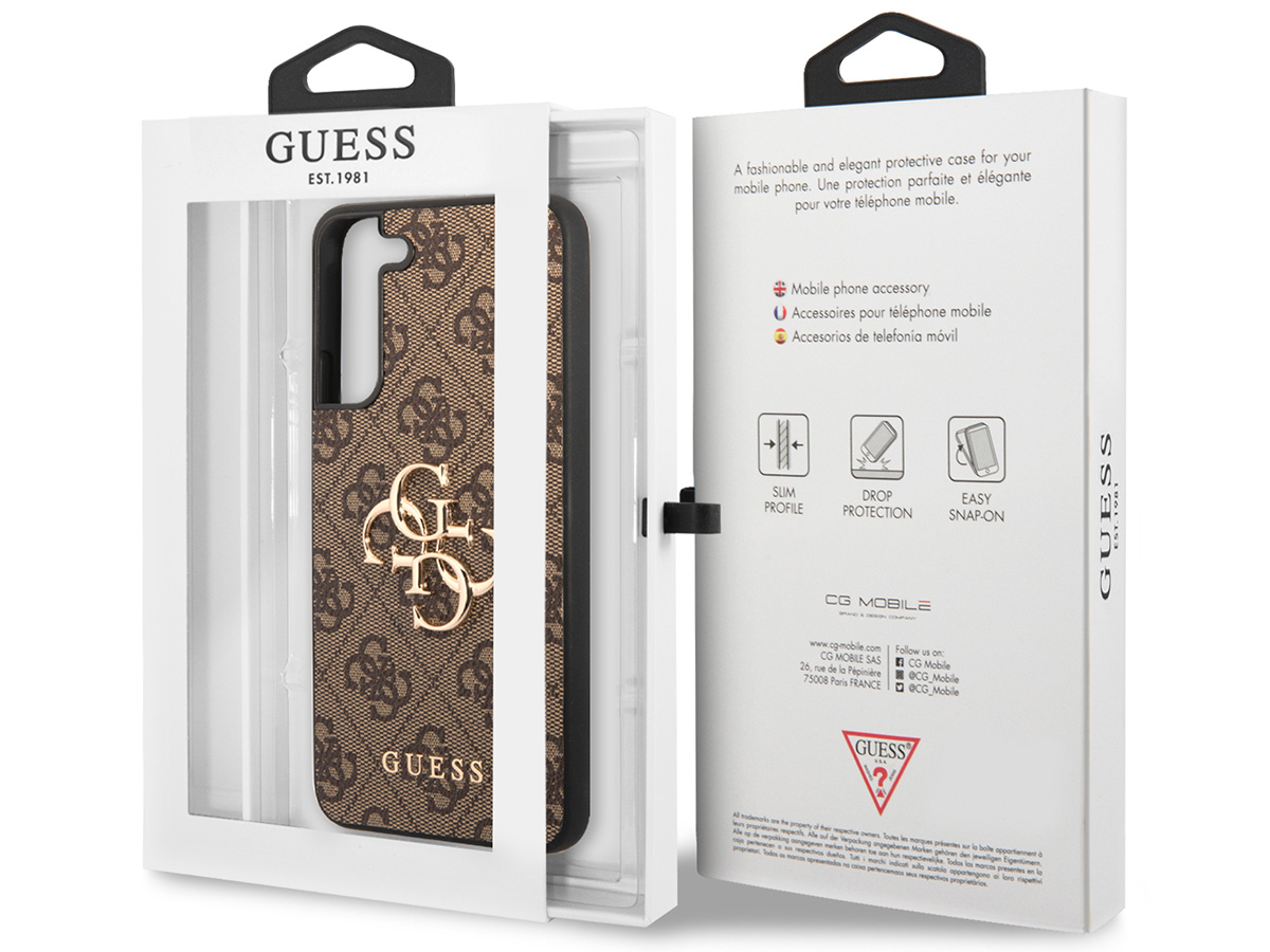 Guess Big 4G Monogram Case Bruin - Samsung Galaxy S23 hoesje