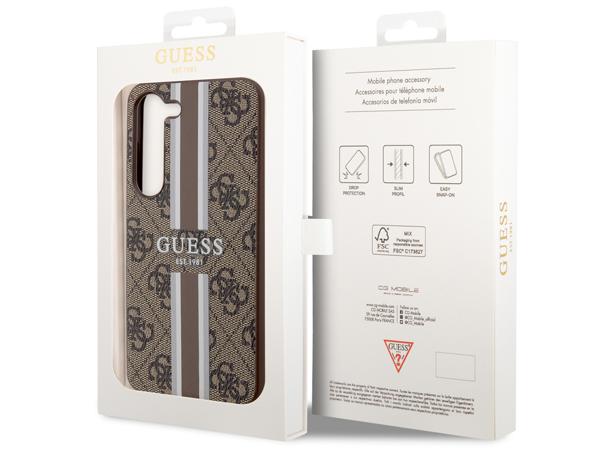 Guess College Monogram Case Bruin - Samsung Galaxy S23 hoesje