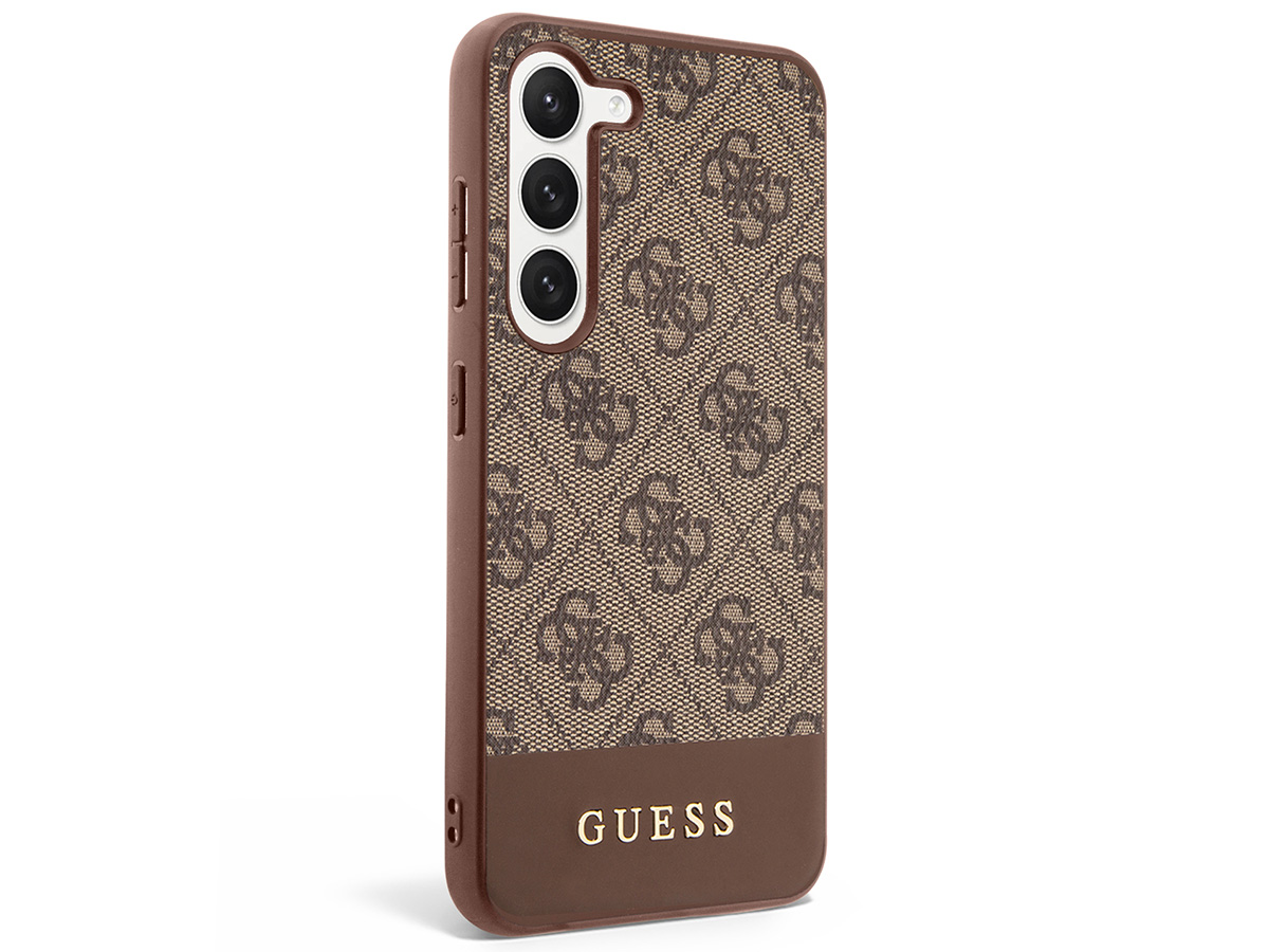 Guess Monogram Stripe Case Bruin - Samsung Galaxy S23 hoesje