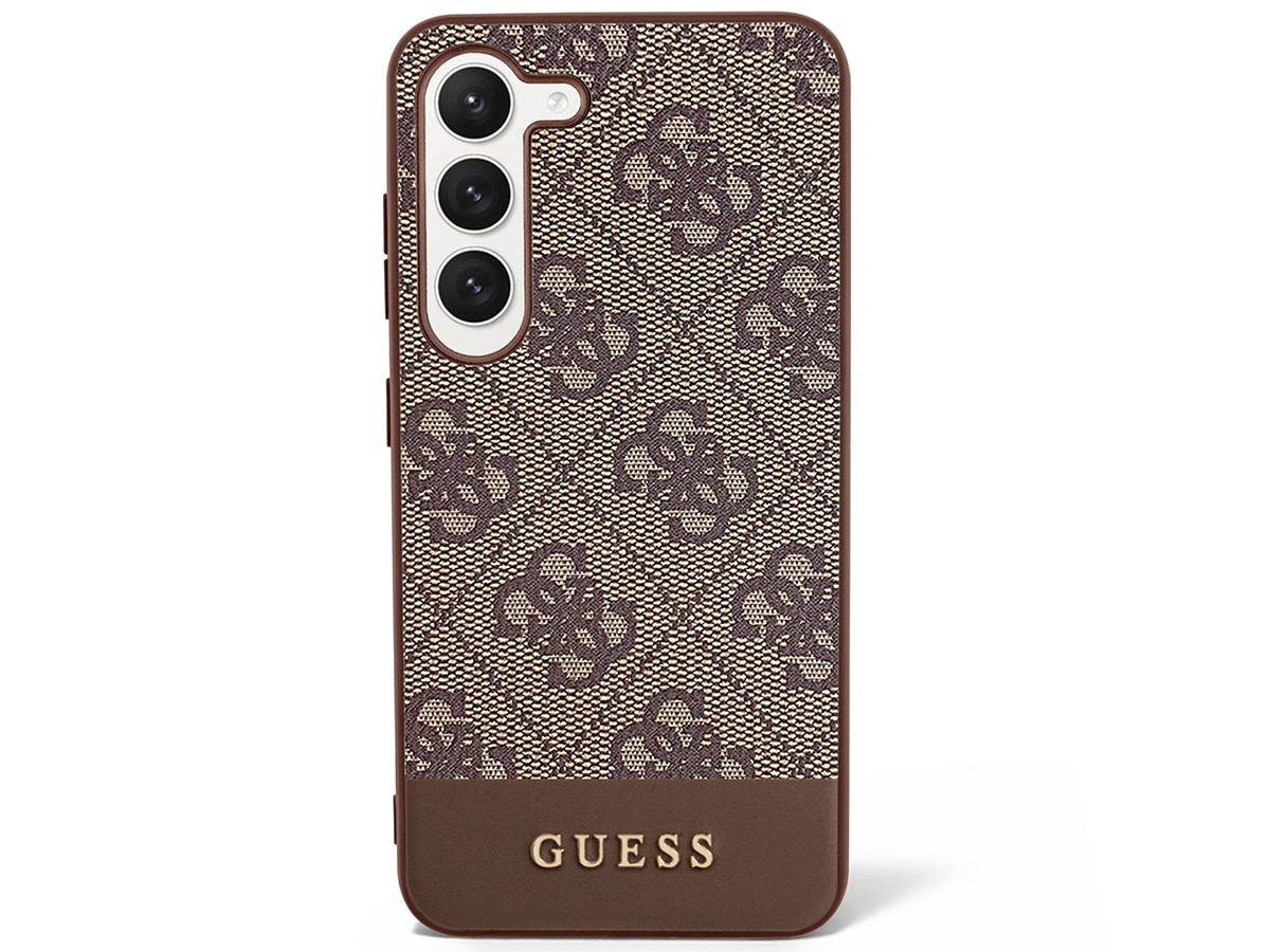 Guess Monogram Stripe Case Bruin - Samsung Galaxy S23 hoesje