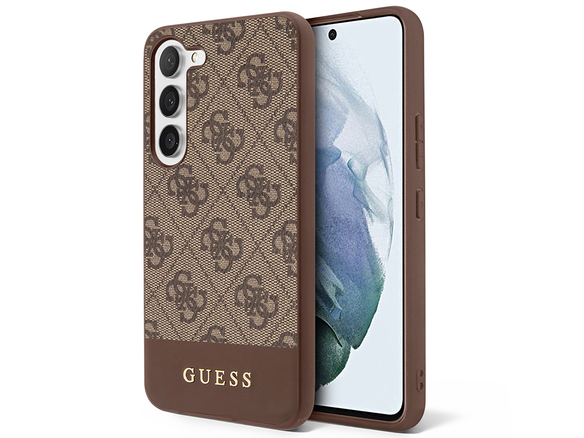 Guess Monogram Stripe Case Bruin - Samsung Galaxy S23 hoesje