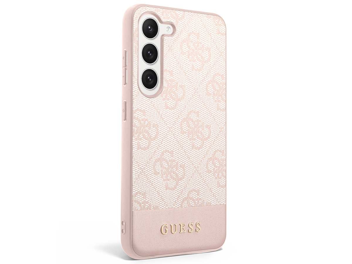 Guess Monogram Stripe Case Roze - Samsung Galaxy S23 hoesje