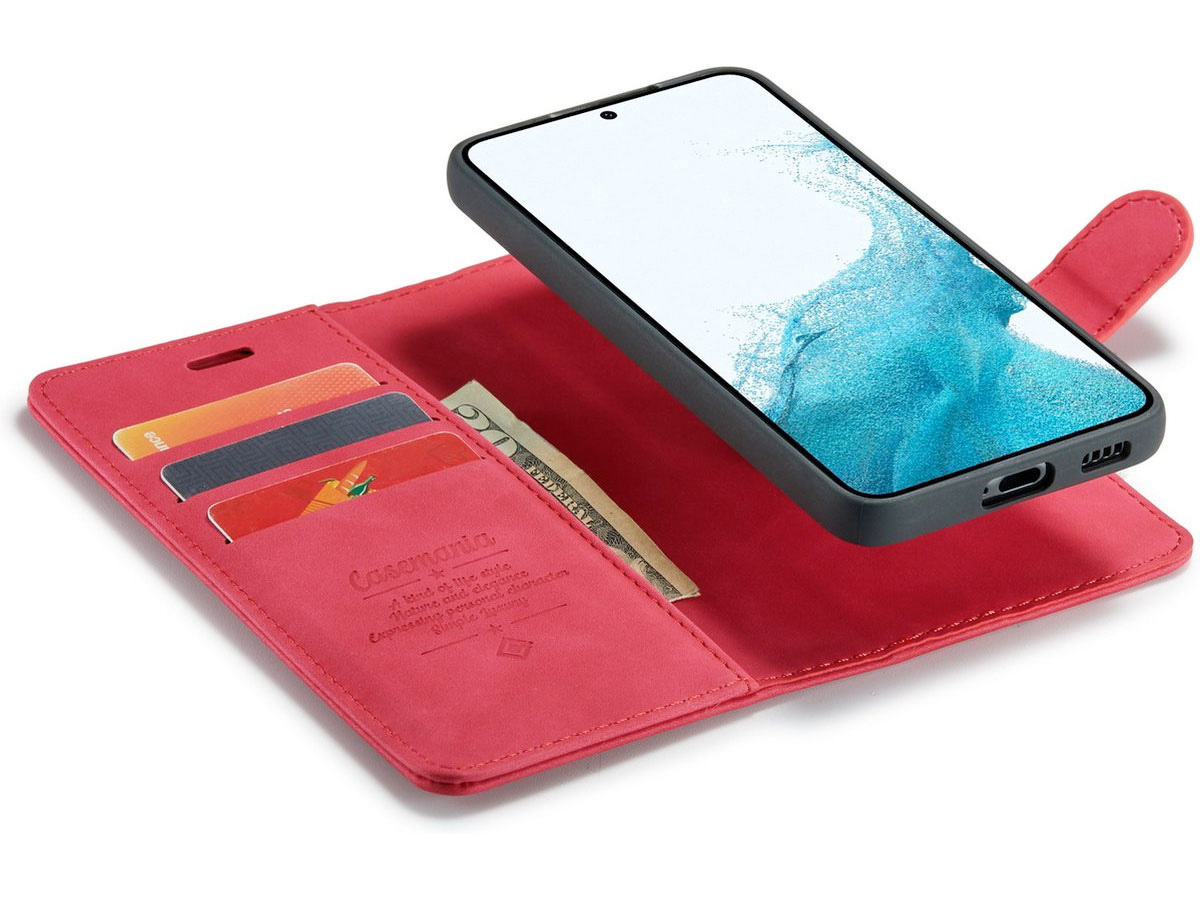 CaseMe 2in1 Magnetic Bookcase Rood - Samsung Galaxy S23+ Hoesje
