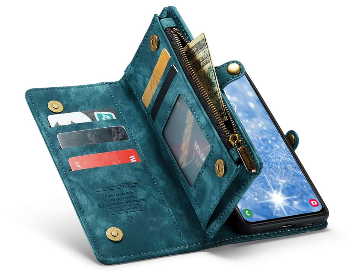 CaseMe 2in1 Wallet Ritsvak Case Blauw - Samsung Galaxy S23+ Hoesje