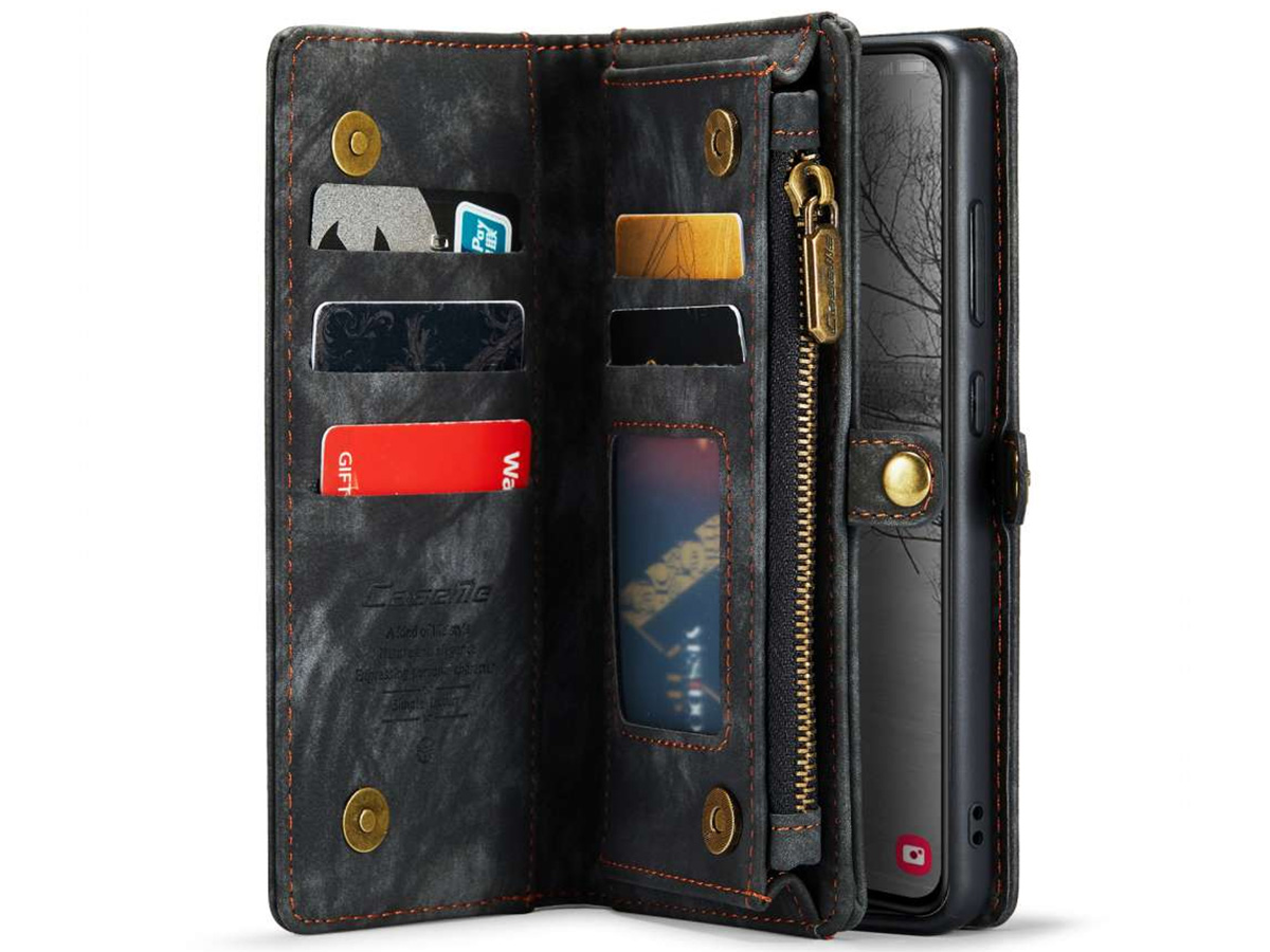 CaseMe 2in1 Wallet Ritsvak Case Zwart - Samsung Galaxy S23+ Hoesje