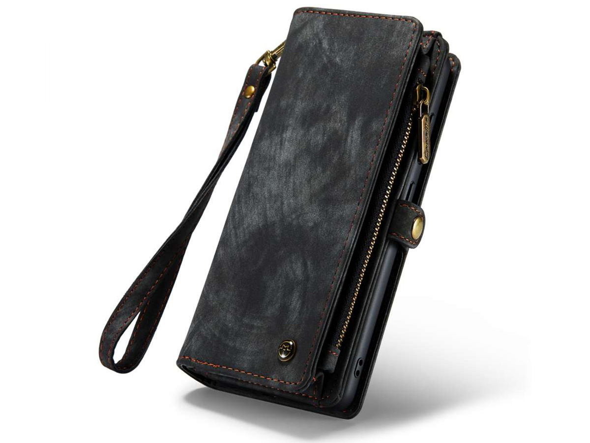 CaseMe 2in1 Wallet Ritsvak Case Zwart - Samsung Galaxy S23+ Hoesje