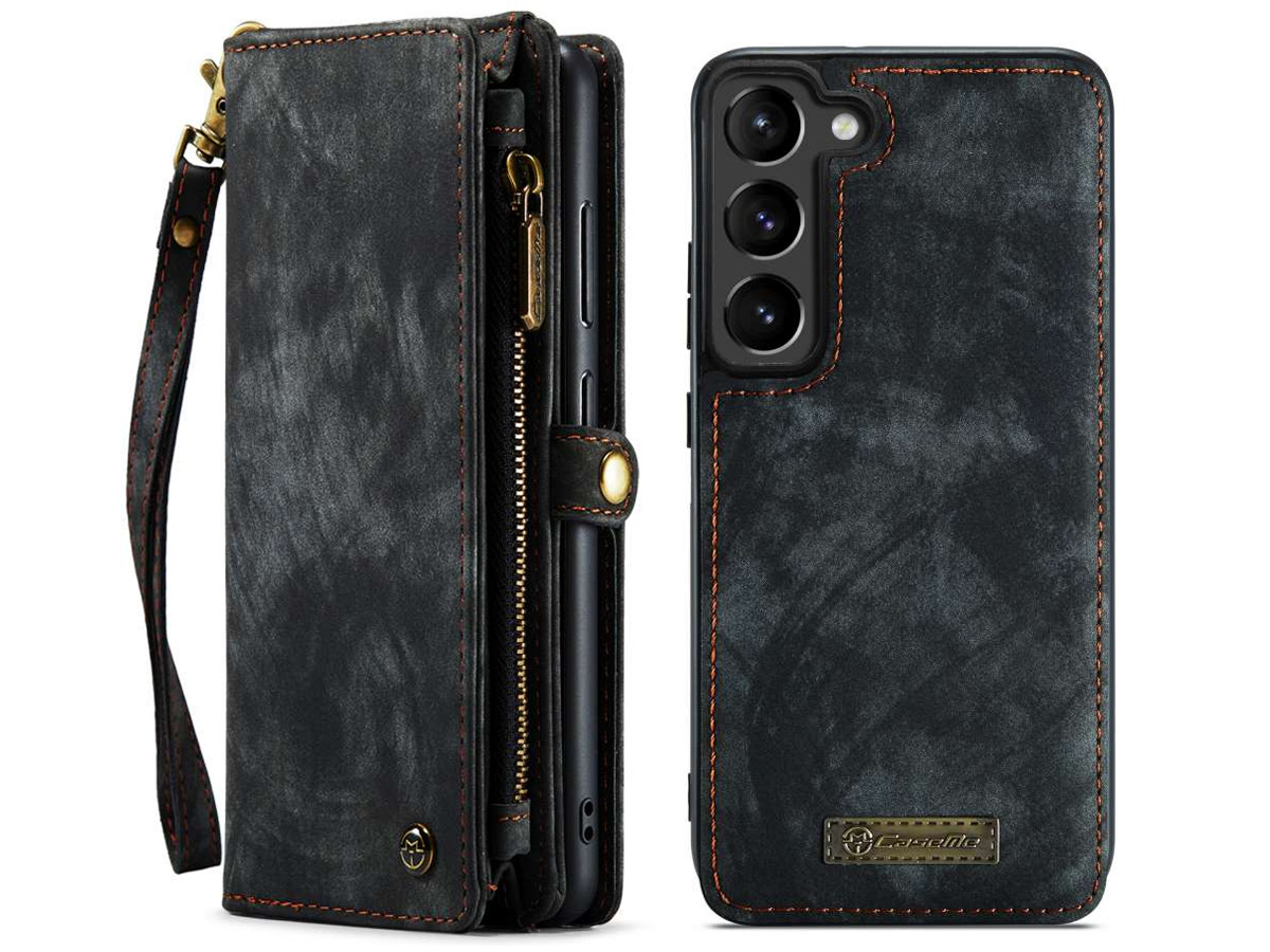 CaseMe 2in1 Wallet Ritsvak Case Zwart - Samsung Galaxy S23+ Hoesje