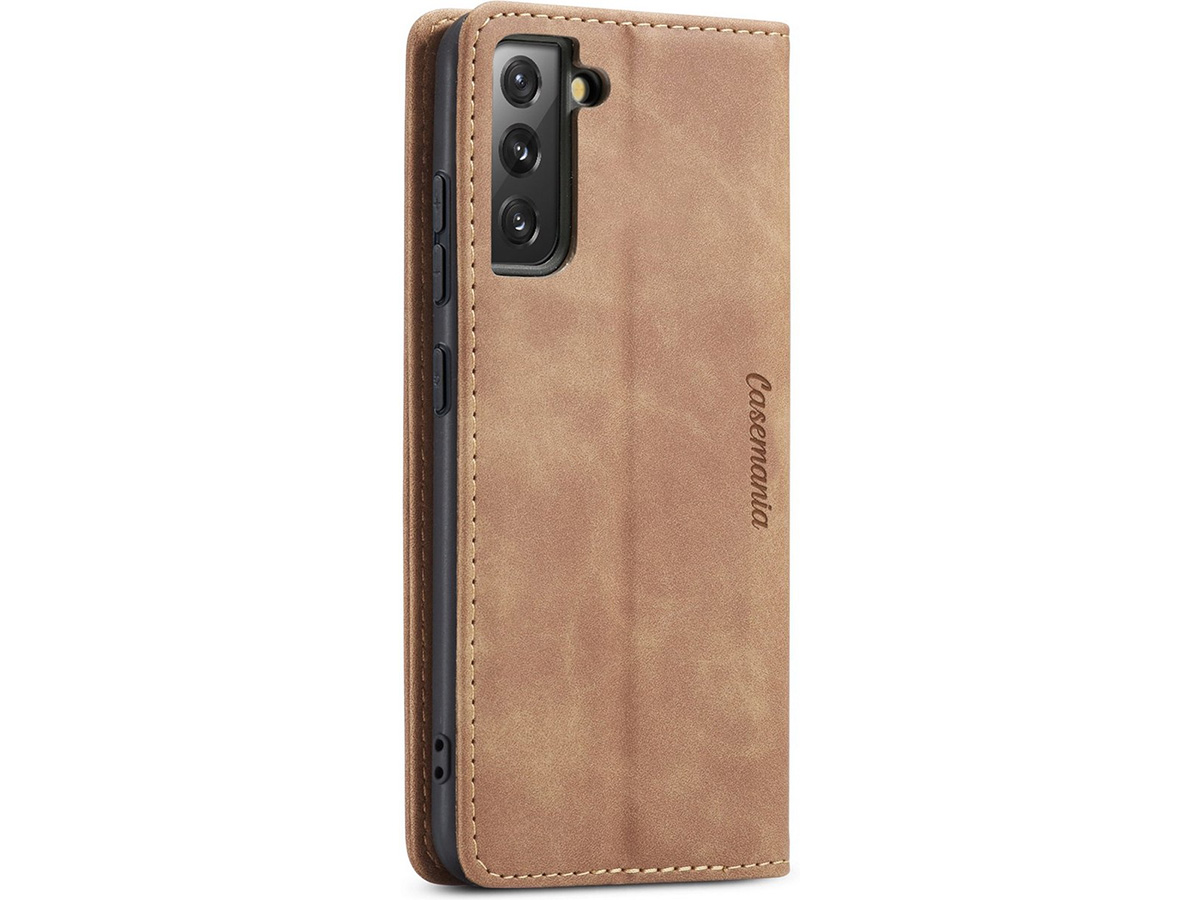 CaseMe Vintage BookCase Tan - Samsung Galaxy S23+ hoesje