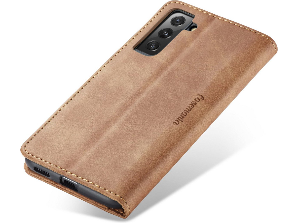 CaseMe Vintage BookCase Tan - Samsung Galaxy S23+ hoesje