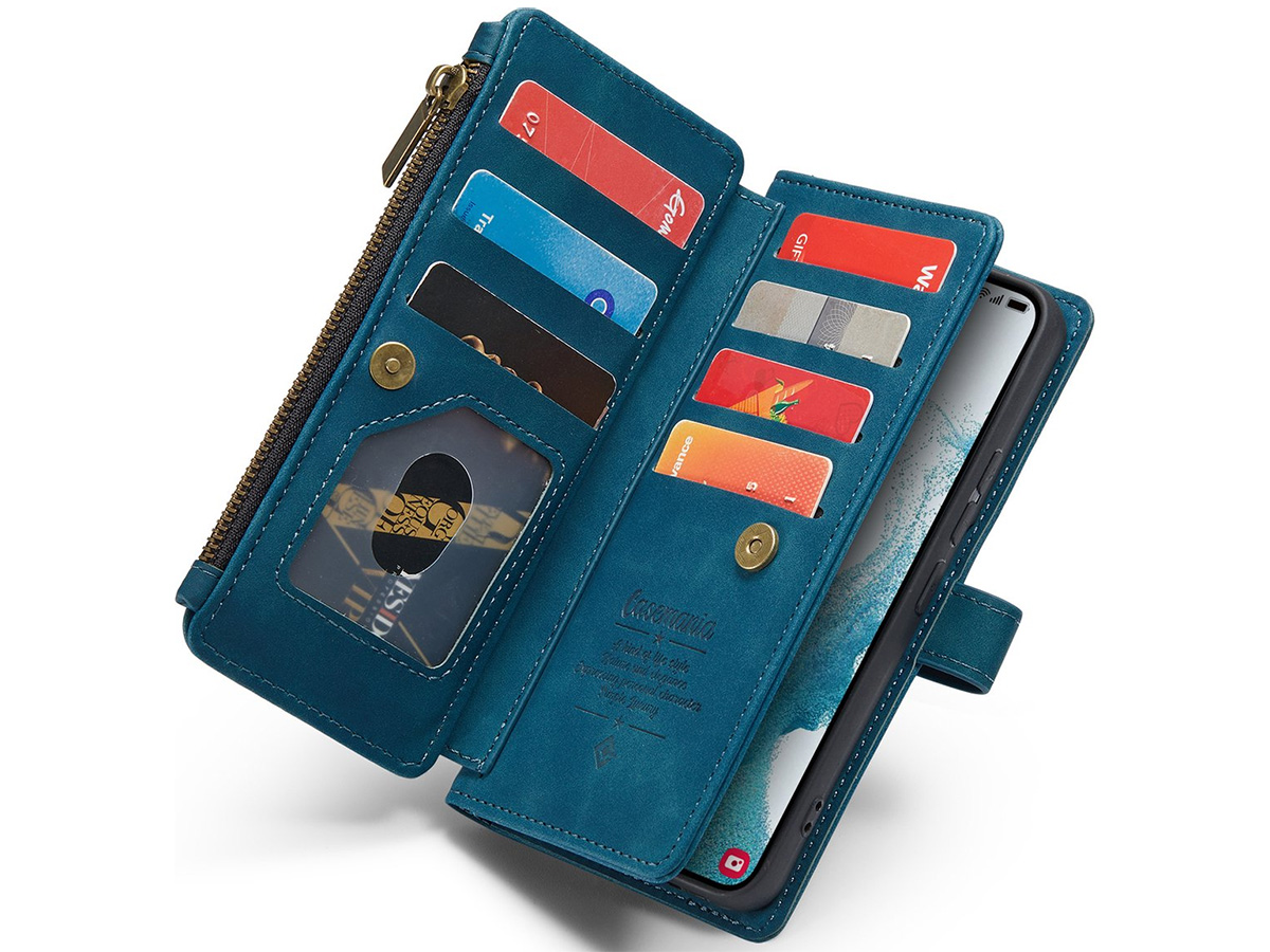 CaseMe Ritsvak Wallet Case Blauw - Samsung Galaxy S23+ Hoesje