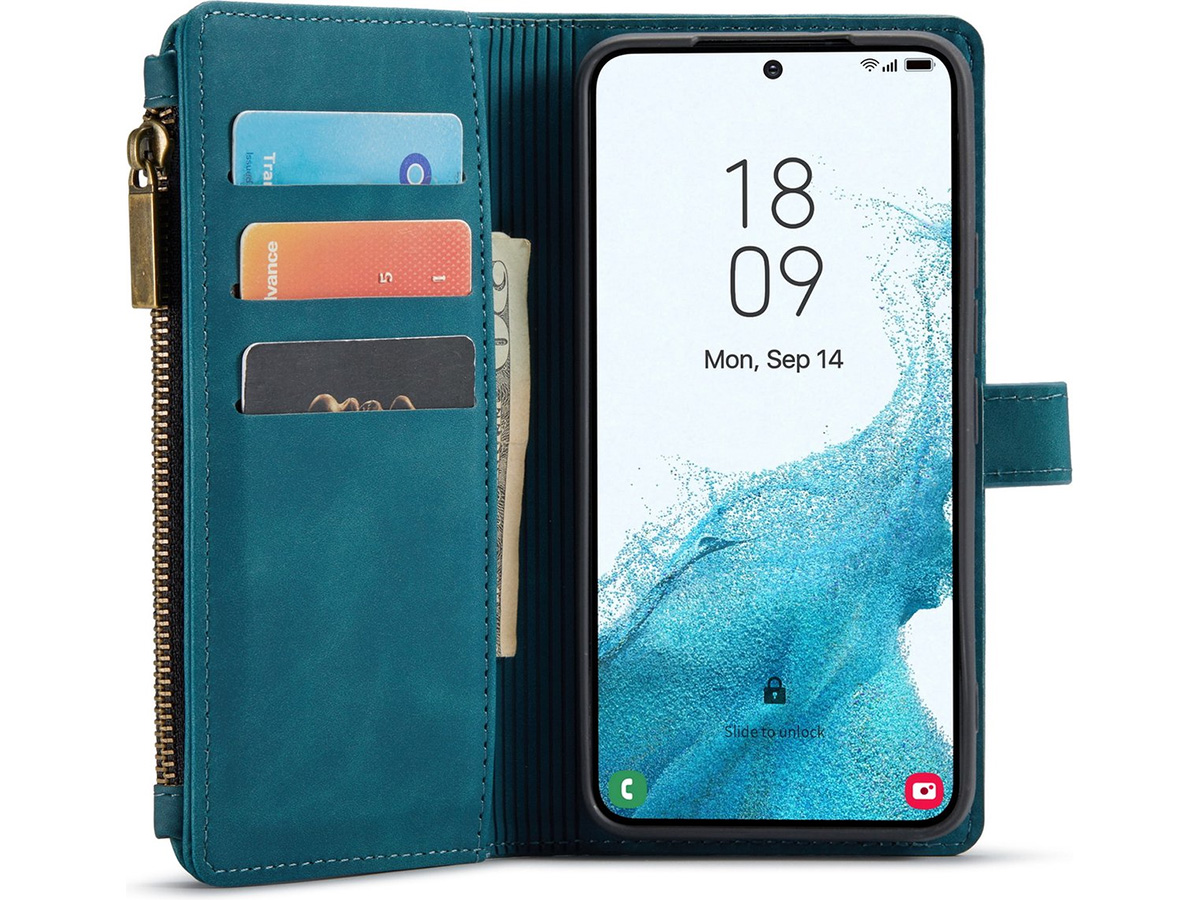 CaseMania Ritsvak Wallet Case Groen - Samsung Galaxy S23+ Hoesje