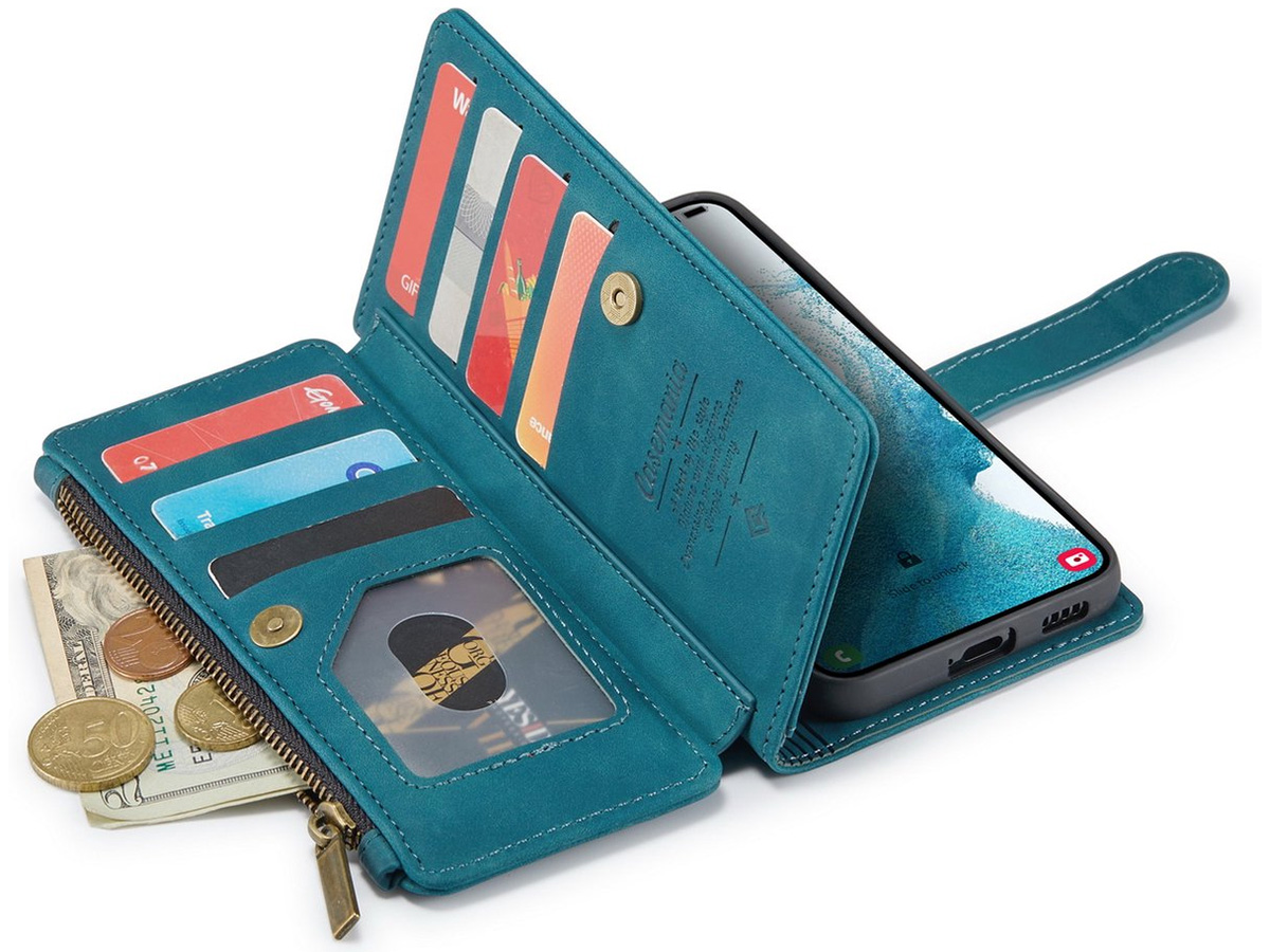 CaseMe Ritsvak Wallet Case Groen - Samsung Galaxy S23+ Hoesje