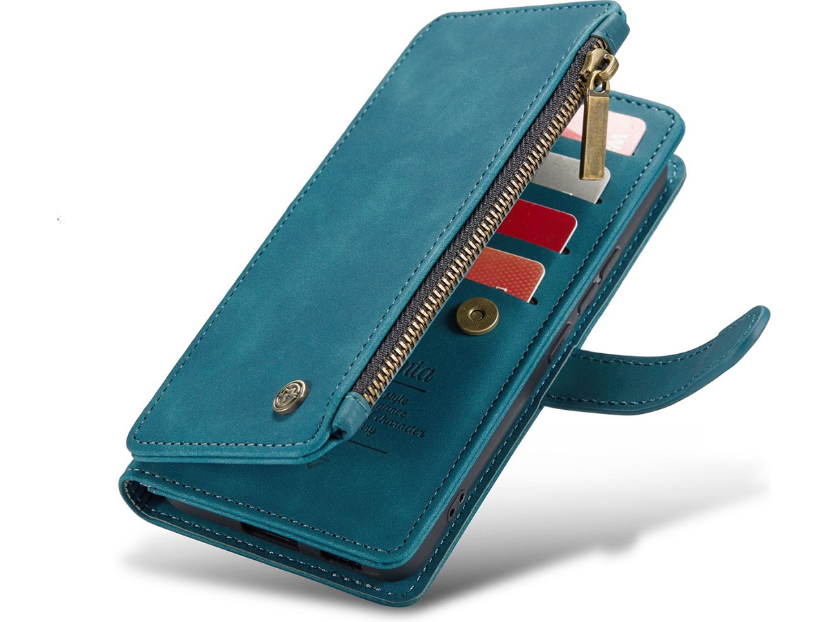 CaseMe Ritsvak Wallet Case Groen - Samsung Galaxy S23+ Hoesje