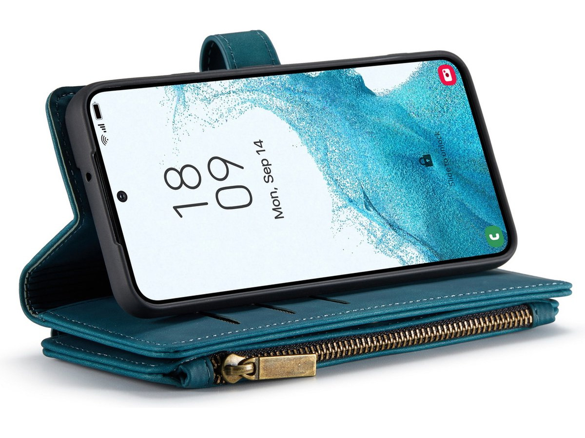 CaseMe Ritsvak Wallet Case Groen - Samsung Galaxy S23+ Hoesje
