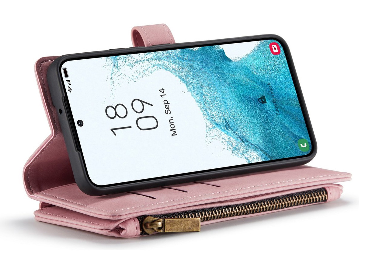 CaseMe Ritsvak Wallet Case Roze - Samsung Galaxy S23+ Hoesje