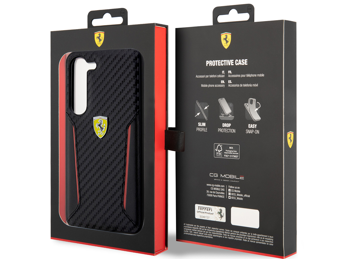 Ferrari Carbon Look Case - Samsung Galaxy S23+ hoesje