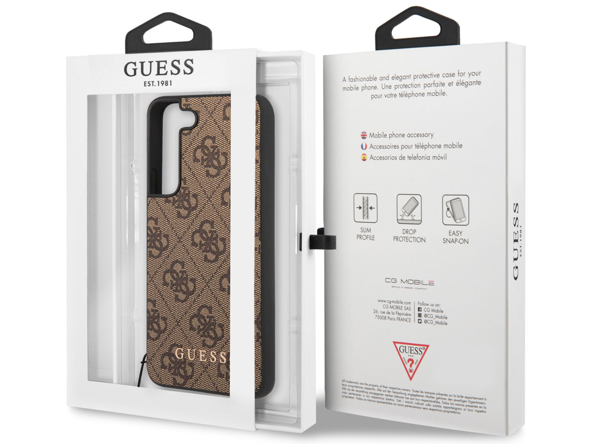 Guess Monogram Charm Case Bruin - Samsung Galaxy S23+ hoesje