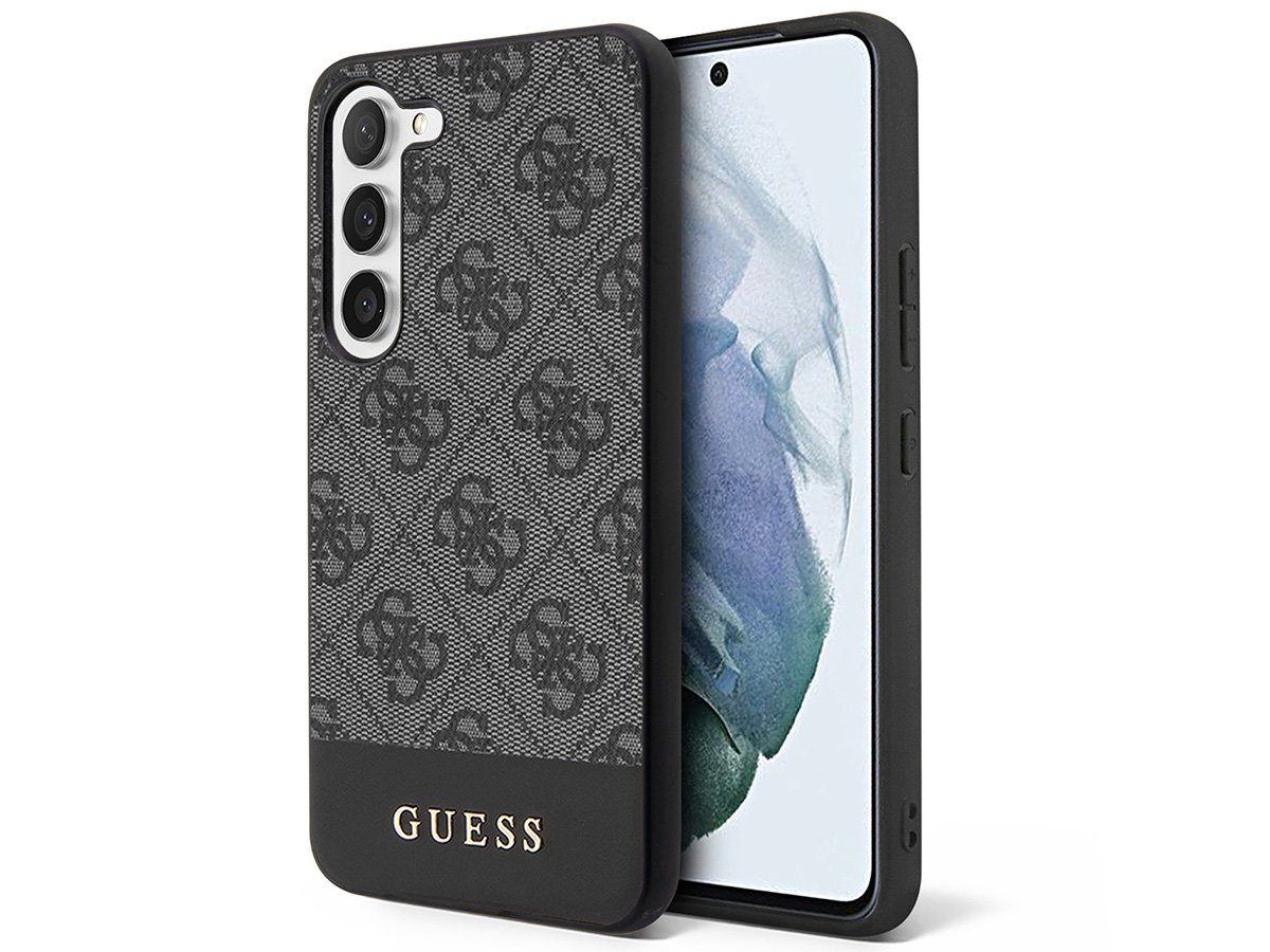 Guess Monogram Stripe Case Grijs - Samsung Galaxy S23+ hoesje