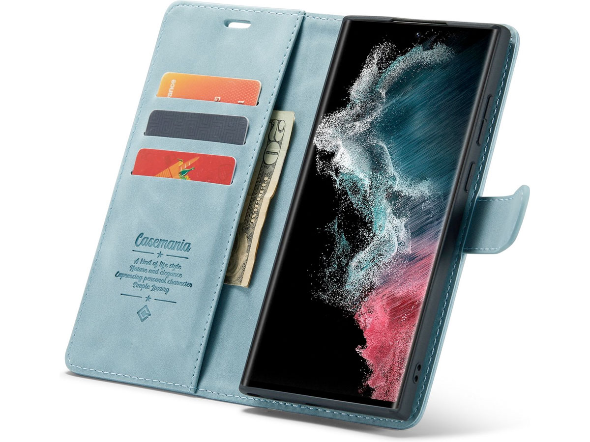 CaseMe 2in1 Magnetic Bookcase Aqua - Samsung Galaxy S23 Ultra Hoesje