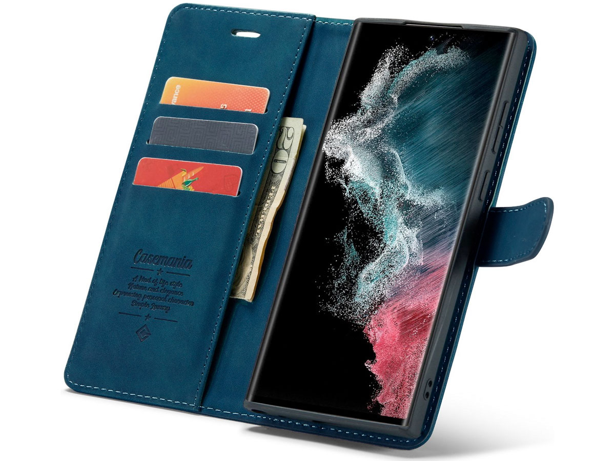 CaseMe 2in1 Magnetic Bookcase Blauw - Samsung Galaxy S23 Ultra Hoesje
