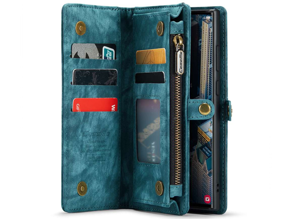 CaseMe 2in1 Wallet Ritsvak Case Blauw - Samsung Galaxy S23 Ultra Hoesje