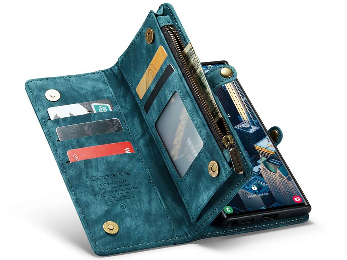 CaseMe 2in1 Wallet Ritsvak Case Blauw - Samsung Galaxy S23 Ultra Hoesje