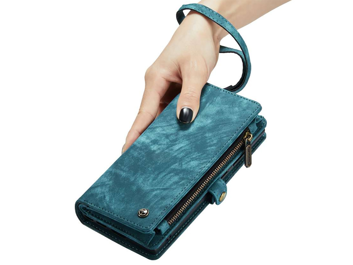 CaseMe 2in1 Wallet Ritsvak Case Blauw - Samsung Galaxy S23 Ultra Hoesje