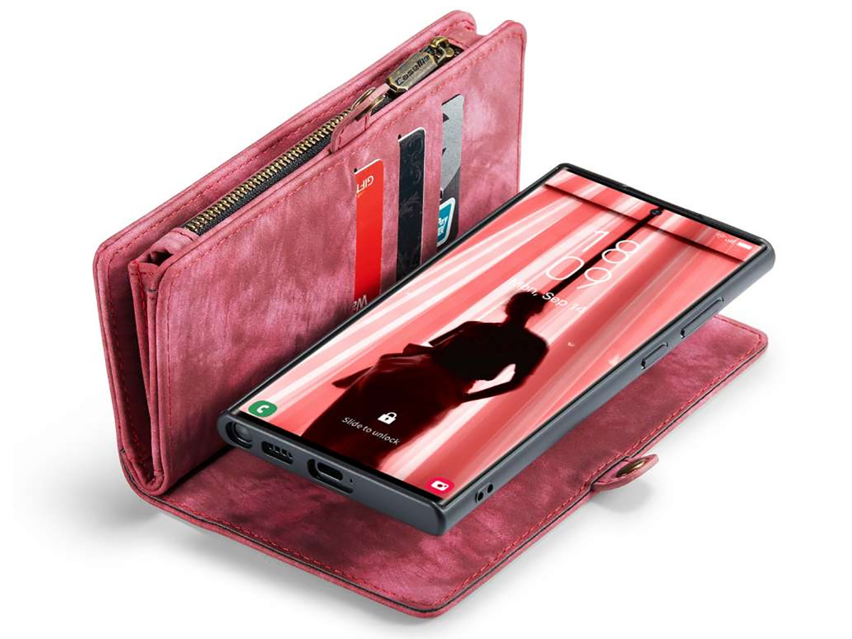 CaseMe 2in1 Wallet Ritsvak Case Rood - Samsung Galaxy S23 Ultra Hoesje