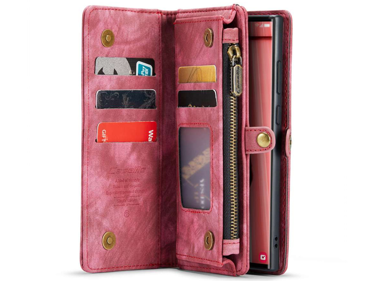 CaseMe 2in1 Wallet Ritsvak Case Rood - Samsung Galaxy S23 Ultra Hoesje