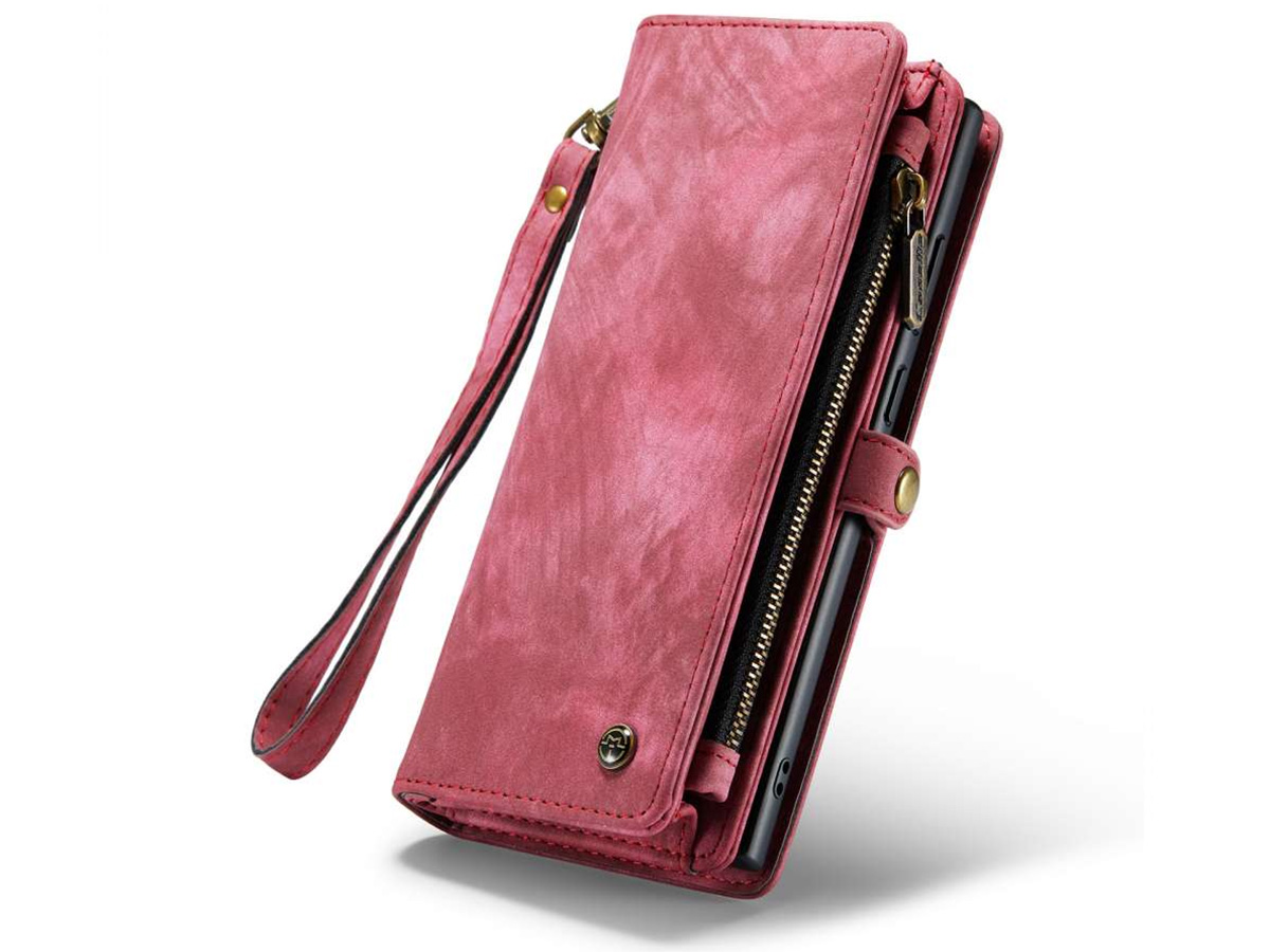 CaseMe 2in1 Wallet Ritsvak Case Rood - Samsung Galaxy S23 Ultra Hoesje